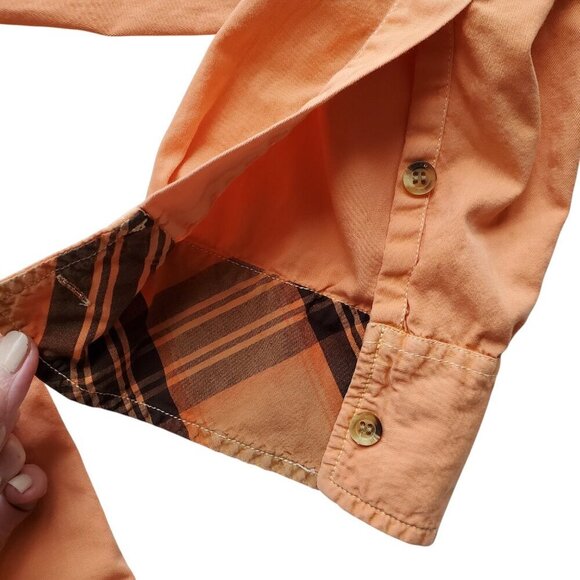 A.Tiziano Orange Cotton Button Up Shirt Logo LS‎ Urban Streetwear Zipper 2X - Picture 9 of 16